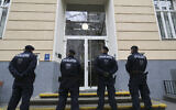 Illustrative: Police in front of a school in Vienna, Austria, February 26, 2020. (AP Photo/Roland Zak)