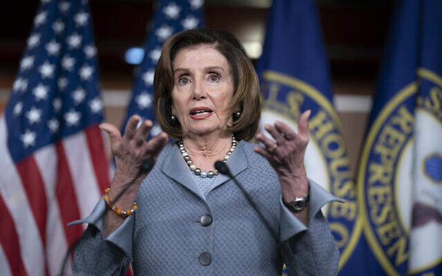 Speaker of the House Nancy Pelosi, Democrat-California, speaks during a news conference on Capitol Hill in Washington, February 27, 2020. (J. Scott Applewhite/AP) Speaker of the House Nancy Pelosi, Democrat-California, speaks during a news conference on Capitol Hill in Washington, February 27, 2020. (J. Scott Applewhite/AP)
