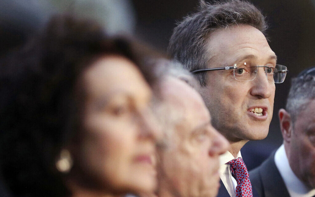 Jewish Leadership Council head Jonathan Goldstein (right) with other British Jewish leaders outside Parliament following a meeting with Britain's opposition Labour Party leader Jeremy Corbyn, Tuesday April 24, 2018. (Jonathan Brady/PA via AP) Jewish Leadership Council head Jonathan Goldstein (right) with other British Jewish leaders outside Parliament following a meeting with Britain's opposition Labour Party leader Jeremy Corbyn, Tuesday April 24, 2018. (Jonathan Brady/PA via AP)