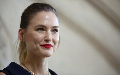 Model Bar Refaeli poses for photographers upon arrival at the Dior ready to wear Fall-Winter 2019-2020 collection, that was presented in Paris, February 26, 2019. (Thibault Camus/AP)