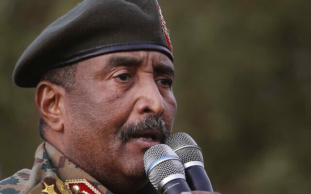 Sudanese Gen. Abdel Fattah Burhan, head of the transitional government, in June 2019. (AP Photo/Hussein Malla) Sudanese Gen. Abdel Fattah Burhan, head of the transitional government, in June 2019. (AP Photo/Hussein Malla)
