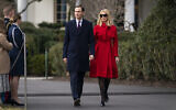 White House senior adviser Jared Kushner and Ivanka Trump arrive for an event with President Donald Trump to sign a new North American trade agreement with Canada and Mexico, Wednesday, Jan. 29, 2020, in Washington. (AP Photo/ Evan Vucci)