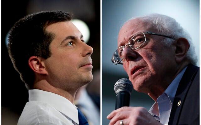 This combination of Jan. 26, 2020, photos shows at left, Democratic presidential candidate former South Bend, Indiana, Mayor Pete Buttigieg on Jan. 26, 2020, in Des Moines, Iowa; and at right Democratic presidential candidate Sen. Bernie Sanders in Sioux City, Iowa (AP Photo) This combination of Jan. 26, 2020, photos shows at left, Democratic presidential candidate former South Bend, Indiana, Mayor Pete Buttigieg on Jan. 26, 2020, in Des Moines, Iowa; and at right Democratic presidential candidate Sen. Bernie Sanders in Sioux City, Iowa (AP Photo)