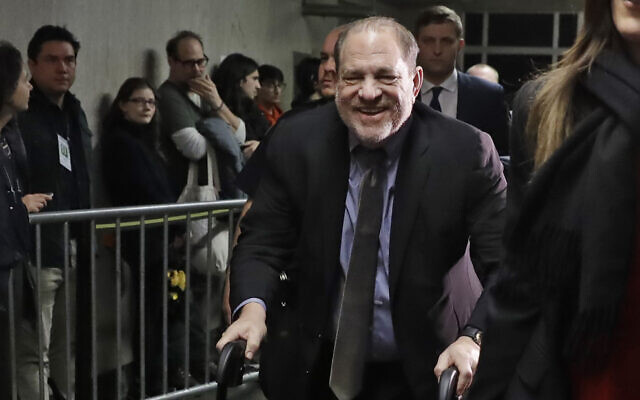 Harvey Weinstein leaves a Manhattan courtroom during his rape trial in New York, February 7, 2020. (AP Photo/Richard Drew) Harvey Weinstein leaves a Manhattan courtroom during his rape trial in New York, February 7, 2020. (AP Photo/Richard Drew)