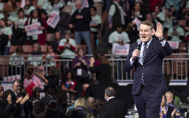 Democratic presidential candidate Sen. Michael Bennet, D-Colo., speaks during the McIntyre-Shaheen 100 Club Dinner, Saturday, Feb. 8, 2020, in Manchester, N.H. (AP/Mary Altaffer) Democratic presidential candidate Sen. Michael Bennet, D-Colo., speaks during the McIntyre-Shaheen 100 Club Dinner, Saturday, Feb. 8, 2020, in Manchester, N.H. (AP/Mary Altaffer)