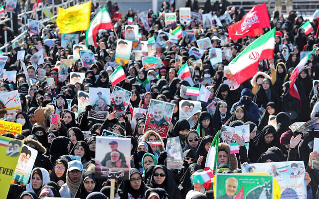 Iranians attend an annual rally at Azadi (Freedom) Square celebrating 41st anniversary of Islamic Revolution, in Tehran, Iran on February 11, 2020. (AP Photo/Ebrahim Noroozi) Iranians attend an annual rally at Azadi (Freedom) Square celebrating 41st anniversary of Islamic Revolution, in Tehran, Iran on February 11, 2020. (AP Photo/Ebrahim Noroozi)