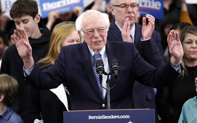 Democratic presidential candidate Sen. Bernie Sanders, I-Vt., speaks to supporters at a primary night election rally in Manchester, N.H., Tuesday, Feb. 11, 2020. (AP/Pablo Martinez Monsivais) Democratic presidential candidate Sen. Bernie Sanders, I-Vt., speaks to supporters at a primary night election rally in Manchester, N.H., Tuesday, Feb. 11, 2020. (AP/Pablo Martinez Monsivais)