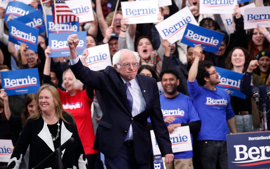 Democratic presidential candidate Sen. Bernie Sanders, I-Vt., with his wife Jane O'Meara Sanders, arrives to speak to supporters at a primary night election rally in Manchester, N.H., Tuesday, Feb. 11, 2020. (AP Photo/Pablo Martinez Monsivais) Democratic presidential candidate Sen. Bernie Sanders, I-Vt., with his wife Jane O'Meara Sanders, arrives to speak to supporters at a primary night election rally in Manchester, N.H., Tuesday, Feb. 11, 2020. (AP Photo/Pablo Martinez Monsivais)