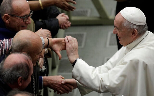 Pope Francis is greeted by faithful during the weekly general audience at the Vatican, February 12, 2020. (AP Photo/Gregorio Borgia) Pope Francis is greeted by faithful during the weekly general audience at the Vatican, February 12, 2020. (AP Photo/Gregorio Borgia)