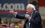 Democratic presidential candidate Bernie Sanders speaks at a campaign event in Durham, North Carolina, February 14, 2020. (AP Photo/Gerald Herbert)