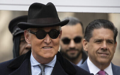 Roger Stone arrives for his sentencing at federal court in Washington, February 20, 2020. (AP Photo/Manuel Balce Ceneta)