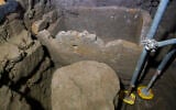 A 1.4-meter (55-inch) wide sarcophagus and what appears to be an altar, dating back to the 6th Century BCE,  are seen in an underground chamber, at the ancient Roman Forum, during an unveiling to media, in Rome, February 21, 2020. (AP Photo/Andrew Medichini)