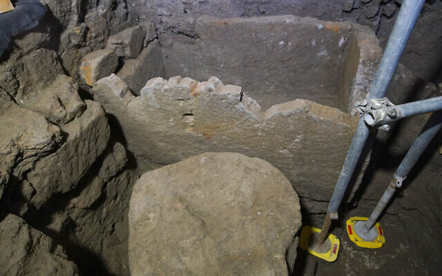 A 1.4-meter (55-inch) wide sarcophagus and what appears to be an altar, dating back to the 6th Century BCE, are seen in an underground chamber, at the ancient Roman Forum, during an unveiling to media, in Rome, February 21, 2020. (AP Photo/Andrew Medichini) A 1.4-meter (55-inch) wide sarcophagus and what appears to be an altar, dating back to the 6th Century BCE, are seen in an underground chamber, at the ancient Roman Forum, during an unveiling to media, in Rome, February 21, 2020. (AP Photo/Andrew Medichini)
