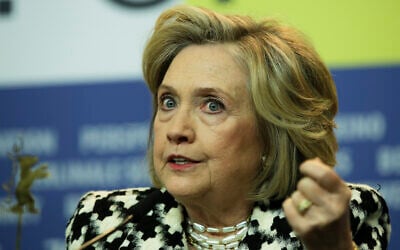 Former US Secretary of State Hillary Clinton attends a news conference for the film 'Hillary' during the 70th International Film Festival Berlin, Berlinale in Berlin, Germany, Tuesday, Feb. 25, 2020. (AP Photo/Markus Schreiber)