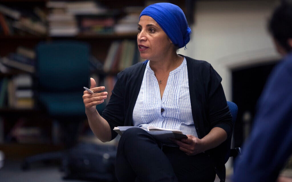 Amal Elsana-Alh’jooj leads an identity workshop with ICAN fellows at McGill University in Montreal, 2018. (Courtesy)