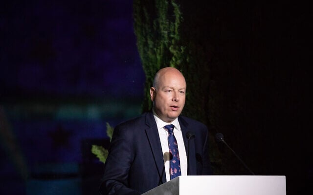 US Special Envoy Jason Greenblatt speaks at a conference of Israel Hayom newspaper at Davidson Center in Jerusalem Old City, June 27, 2019 (Aharon Krohn/Flash90)