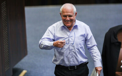 Likud MK Haim Katz during a Knesset plenary session debate on his request for parliamentary immunity from prosecution, February 17, 2020. (Yonatan Sindel/Flash90)