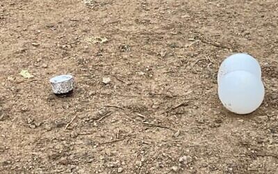 Suspected airborne explosive device found in Merhavim Regional Council, February 7, 2020 (Yariv Hajbi)