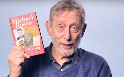 Author Michael Rosen holds his new book, 'The Missing,' in a video explaining its premise to children. (YouTube screenshot)