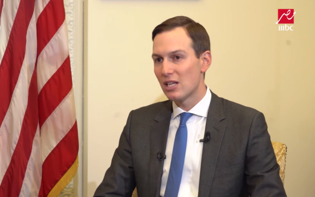 Senior White House adviser Jared Kushner is interviewed on the El-Hakaya Egyptian news show on February 1, 2020. (Screen capture/YouTube)