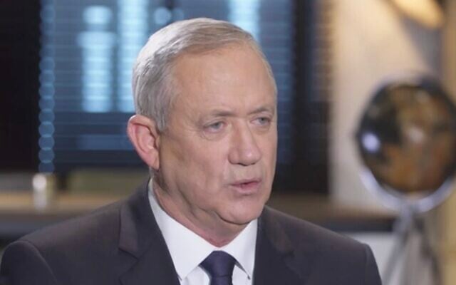 Blue and White chairman Benny Gantz in an interview with Channel 12 news aired on February 21, 2019. (Screen capture: Channel 12) Blue and White chairman Benny Gantz in an interview with Channel 12 news aired on February 21, 2019. (Screen capture: Channel 12)