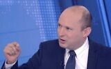 Defense Minister Naftali Bennett is interviewed by Channel 12's Rina Matzliah, February 28, 2020. (Screen capture: Channel 12)