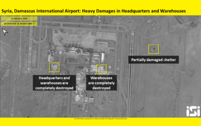 Satellite images purporting to show damage to Damascus International Airport in February 13 airstrikes attributed to Israel, which were released by ImageSat International, on February 17, 2020. (ImageSat International)