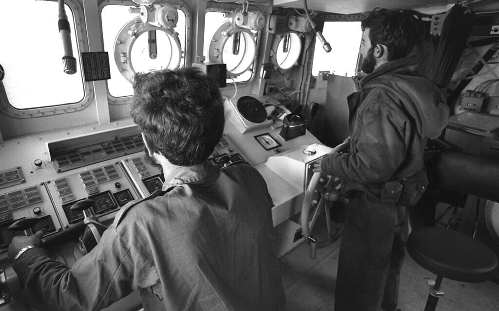 The crew of a missile boat at sea during the Yom Kippur War, October 11, 1973. (Alon Reininger/GPO)