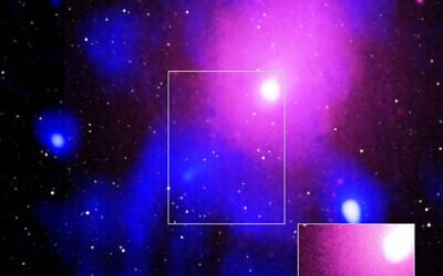 An extremely powerful eruption in the Ophiuchus galaxy cluster, some 390 million light-years from Earth. (X-ray: NASA/CXC/Naval Research Lab/Giacintucci, S.; XMM:ESA/XMM; Radio: NCRA/TIFR/GMRTN; Infrared: 2MASS/UMass/IPAC-Caltech/NASA/NSF)