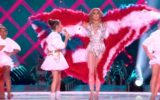 J.Lo and her daughter, Emme, singing Koolulam's version of 'Let's Get Loud' at the Super Bowl on February 2, 2020 (YouTube screenshot)