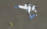 One of two small plane that crashed February 19, 2020, in Mangalore, north of Melbourne, Australia. (Screenshot: Twitter)
