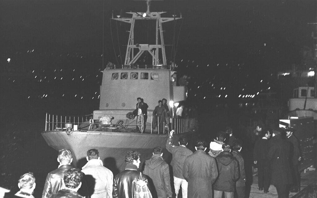 The Cherbourg boats arrive in Haifa, December 31, 1969. (Moshe Milner/GPO)