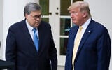 US Attorney General William Barr, left, and President Donald Trump turn to leave after speaking in the Rose Garden of the White House, in Washington, July 11, 2019. (AP Photo/Alex Brandon, File)
