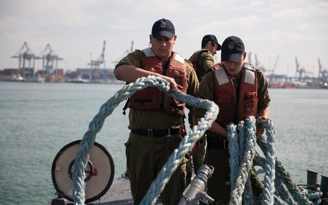 Israeli sailors take part in a naval exercise off Israel's northern coast in February 2020. (Israel Defense Forces)