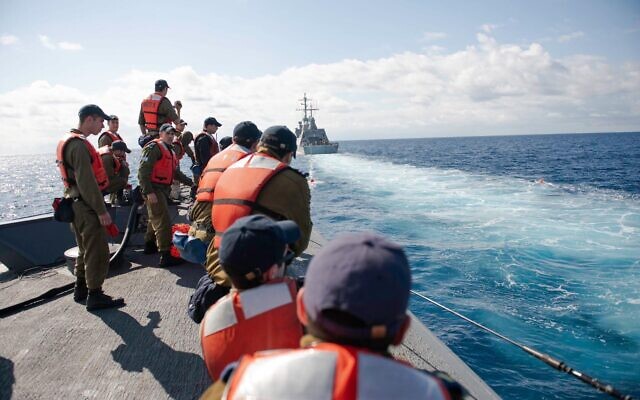 Israeli sailors take part in a naval exercise off Israel's northern coast in February 2020. (Israel Defense Forces)