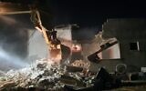 Israeli troops demolish the home of a Palestinian terrorist in the West Bank city of Jenin on February 6, 2020. (Israel Defense Forces)