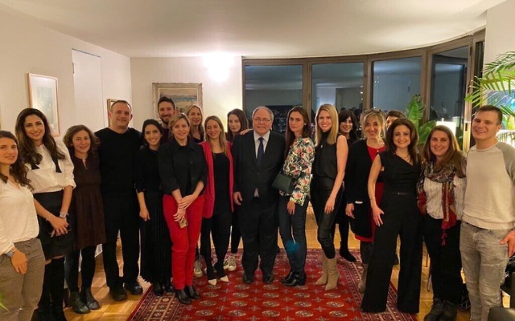 Israeli and American journalists, and diplomatic staff, at a 'Valentine's Day' event for Israeli and Diaspora Jewry at the home of the consul general in New York. (Office of the Consul General of Israel)