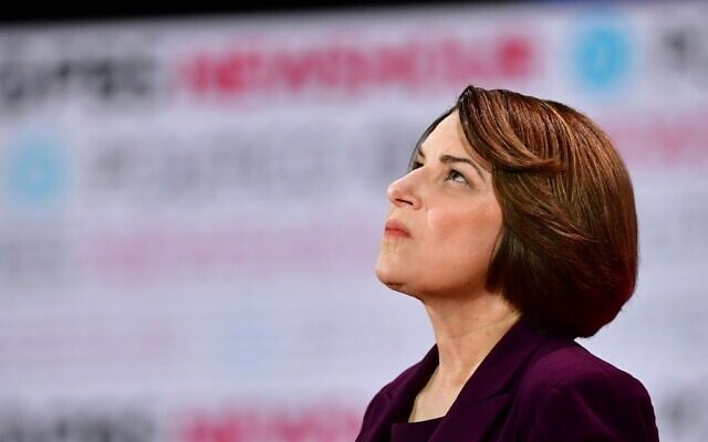 Democratic presidential hopeful Minnesota Senator Amy Klobuchar looks on ahead of the sixth Democratic primary debate of the 2020 presidential campaign season co-hosted by PBS NewsHour and Politico at Loyola Marymount University in Los Angeles, California, December 19, 2019. (Frederic J. Brown/AFP) Democratic presidential hopeful Minnesota Senator Amy Klobuchar looks on ahead of the sixth Democratic primary debate of the 2020 presidential campaign season co-hosted by PBS NewsHour and Politico at Loyola Marymount University in Los Angeles, California, December 19, 2019. (Frederic J. Brown/AFP)