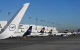 This photo taken on February 18, 2019, shows parked planes at the Lufthansa terminal of the Franz-Josef-Strauss airport in Munich, southern Germany. (Christof Stache/AFP)