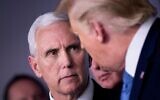 In this file photo taken on March 16, 2020 US Vice President Mike Pence and US President Donald Trump talk during a COVID-19 pandemic briefing at the White House in Washington, DC (Brendan Smialowski / AFP)