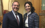 Rabbi Yehiel Kalish (L) attends the swearing-in of Dafna Michaelson Jenet, his sister, at the Colorado House of Representatives in Denver, Janurary 11, 2017. (Courtesy of Michaelson Jenet)