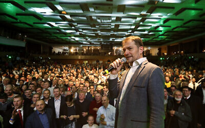 Leader of the Ordinary People and Independent Personalities party Igor Matovic addresses his supporters, acknowledging preliminary results of the general election in Trnava, Slovakia on March 1, 2020. (AP/Petr David Josek) Leader of the Ordinary People and Independent Personalities party Igor Matovic addresses his supporters, acknowledging preliminary results of the general election in Trnava, Slovakia on March 1, 2020. (AP/Petr David Josek)