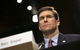 US Defense Secretary Mark Esper testifies to the Senate Armed Services Committee about the budget, March 4, 2020, on Capitol Hill in Washington. (AP Photo/Jacquelyn Martin)