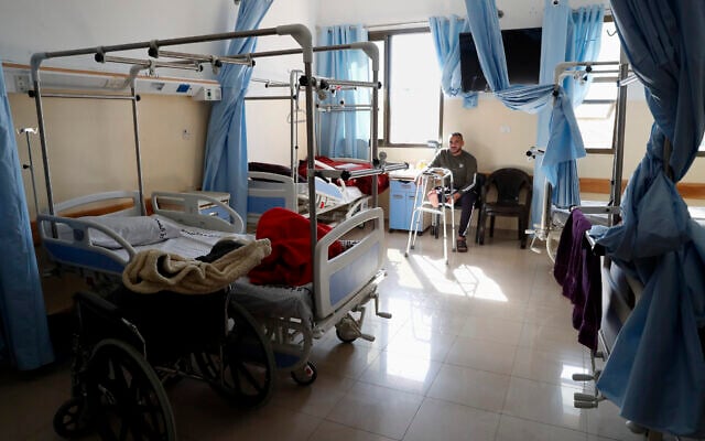 A patient gets treatment at the Limb Reconstruction Center at Nasser Hospital in Khan Younis, in the southern Gaza Strip, March 5, 2020. (AP Photo/Adel Hana) A patient gets treatment at the Limb Reconstruction Center at Nasser Hospital in Khan Younis, in the southern Gaza Strip, March 5, 2020. (AP Photo/Adel Hana)