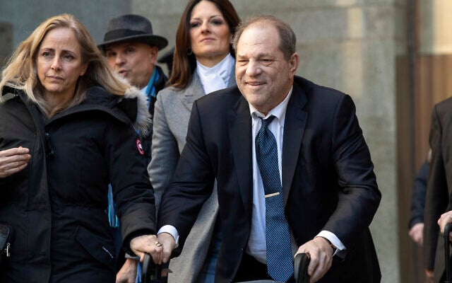 In this Feb. 21, 2020, file photo, Harvey Weinstein leaves the courthouse during jury deliberations in his rape trial in New York. (AP Photo/Mary Altaffer, File) In this Feb. 21, 2020, file photo, Harvey Weinstein leaves the courthouse during jury deliberations in his rape trial in New York. (AP Photo/Mary Altaffer, File)