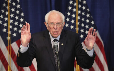 Democratic presidential candidate Bernie Sanders speaks to reporters on March 11, 2020, in Burlington, Vermont. (AP Photo/Charles Krupa)