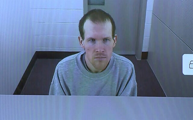 In this image made from a video, Brenton Harrison Tarrant appears in a screen via video link in Christchurch, New Zealand, March 26, 2020. (TVNZ Pool via AP) In this image made from a video, Brenton Harrison Tarrant appears in a screen via video link in Christchurch, New Zealand, March 26, 2020. (TVNZ Pool via AP)