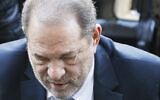 Harvey Weinstein arrives at a Manhattan courthouse for his rape trial, February 24, 2020, in New York. (AP Photo/John Minchillo)