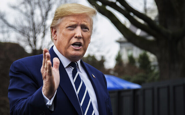 US President Donald Trump speaks to members of the media at the White House in Washington on March 3, 2020. (AP Photo/Manuel Balce Ceneta) US President Donald Trump speaks to members of the media at the White House in Washington on March 3, 2020. (AP Photo/Manuel Balce Ceneta)