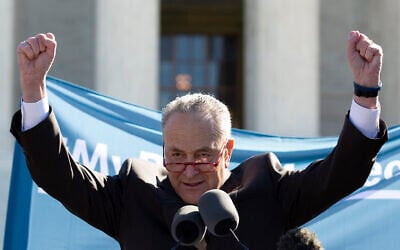 Senate Minority Leader Chuck Schumer, D-N.Y. speaks during abortion rights rally outside of the US Supreme Court in Washington, Wednesday, March 4, 2020. The Supreme Court is taking up the first major abortion case of the Trump era Wednesday, an election-year look at a Louisiana dispute that could reveal how willing the more conservative court is to roll back abortion rights. (AP Photo/Jose Luis Magana)